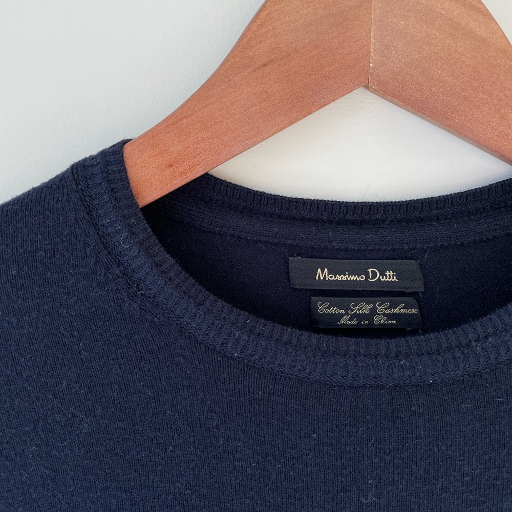 Massimo Dutti Men's Deep Blue Crewneck Sweater